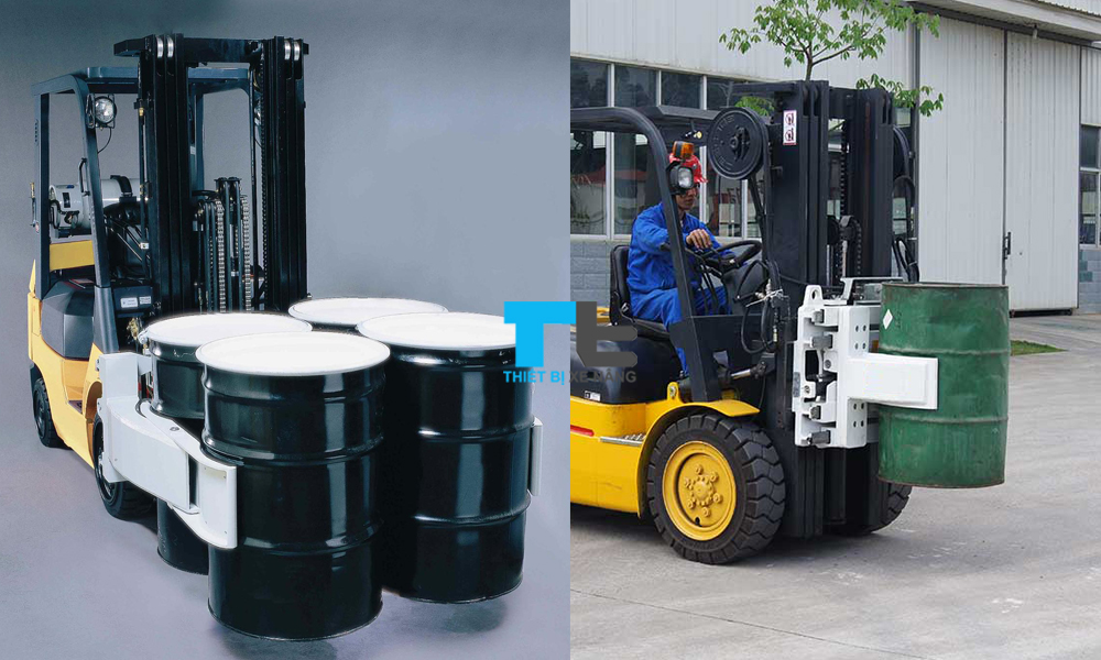 Hình vận hành bộ kẹp xoay thùng phuy